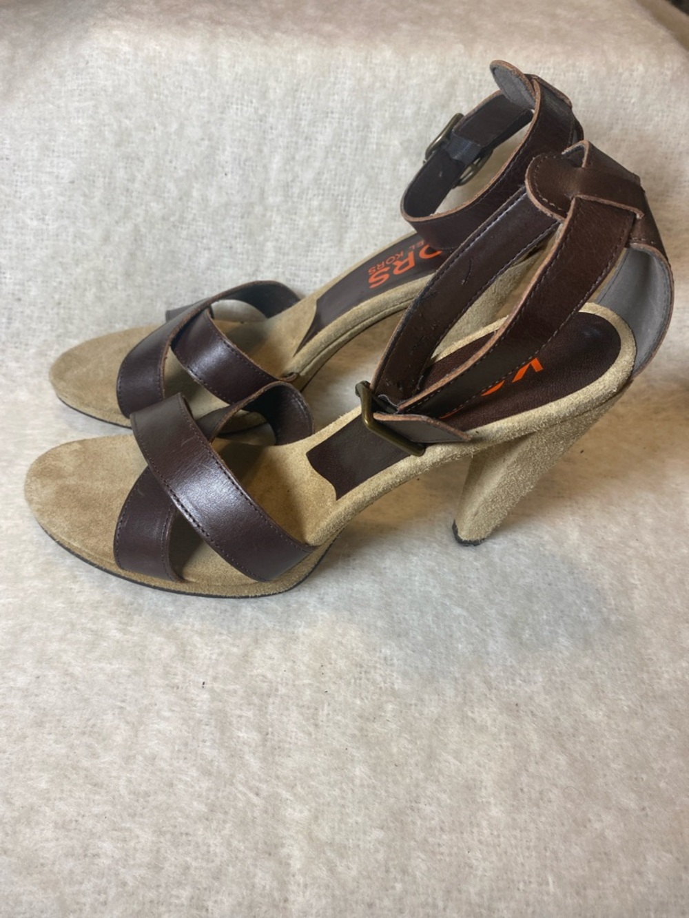 Michael Kors Brown Leather Crisscross Ankle-Strap Sandals - Picture 5 of 12